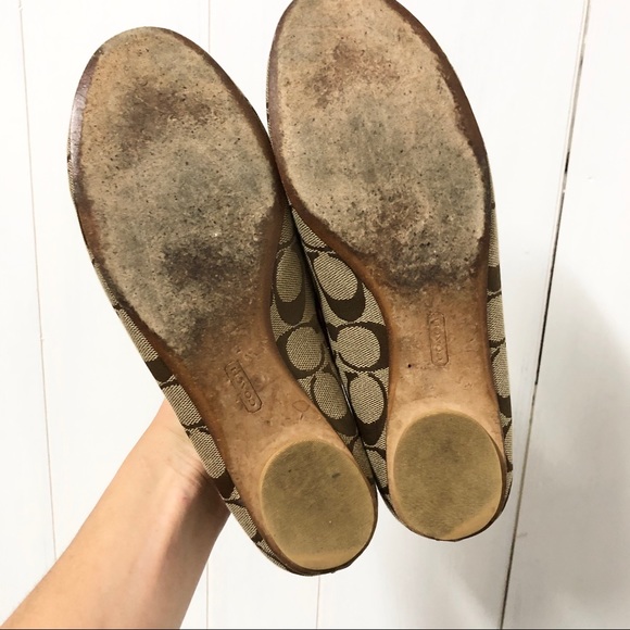 Coach Tan and Brown Logo Ballet Flats - Picture 6 of 10